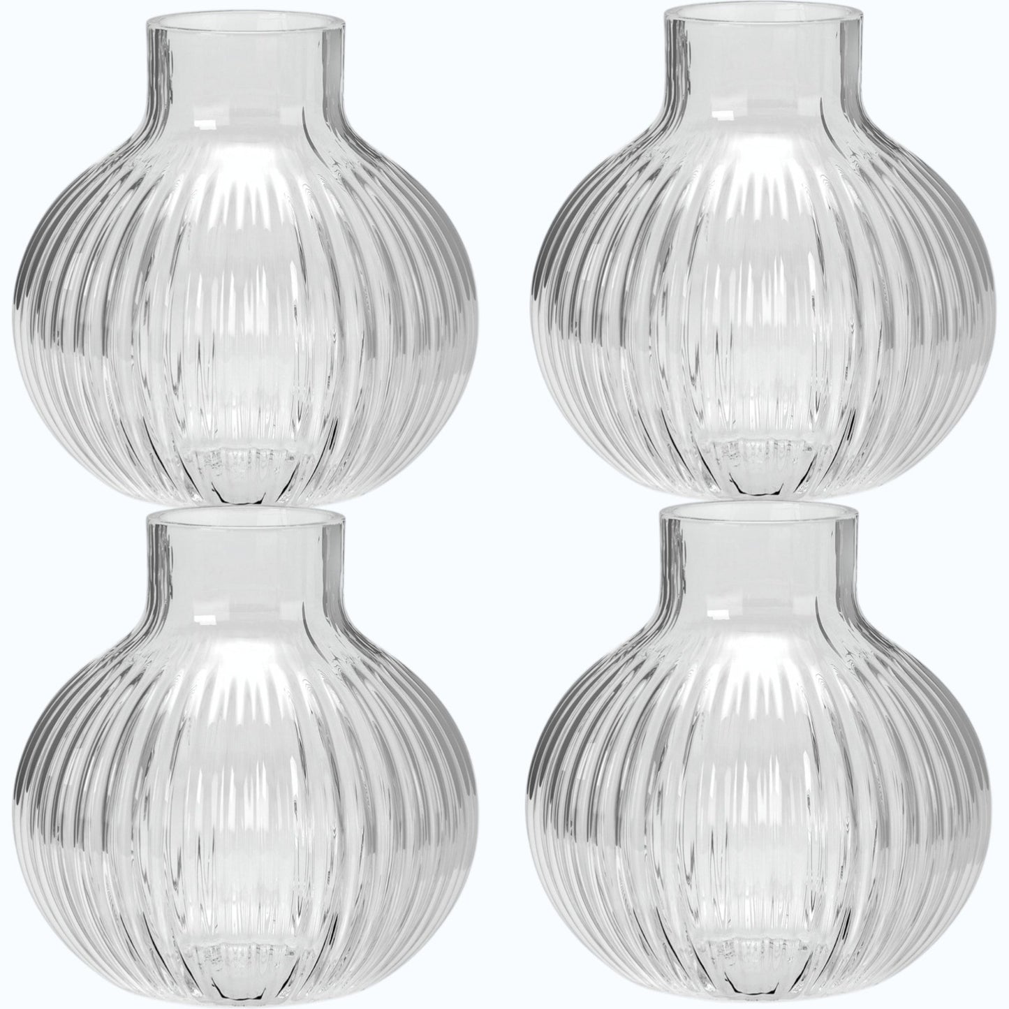 4‑Pack Round Glass Vase – Clear Glass – Room Essentials – 4.5" Tall × 4.5" Wide