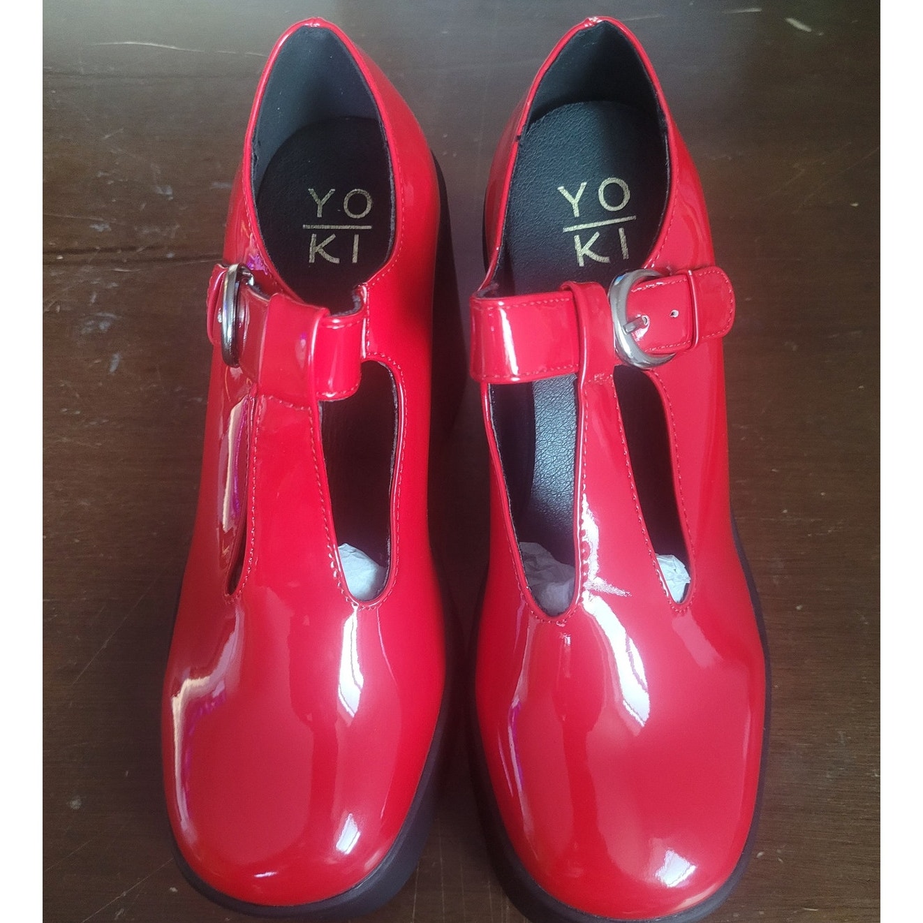 Yoki Trace Wedge Pumps – Red, Women’s 8M, Slip-On Closed Toe Dress Heel