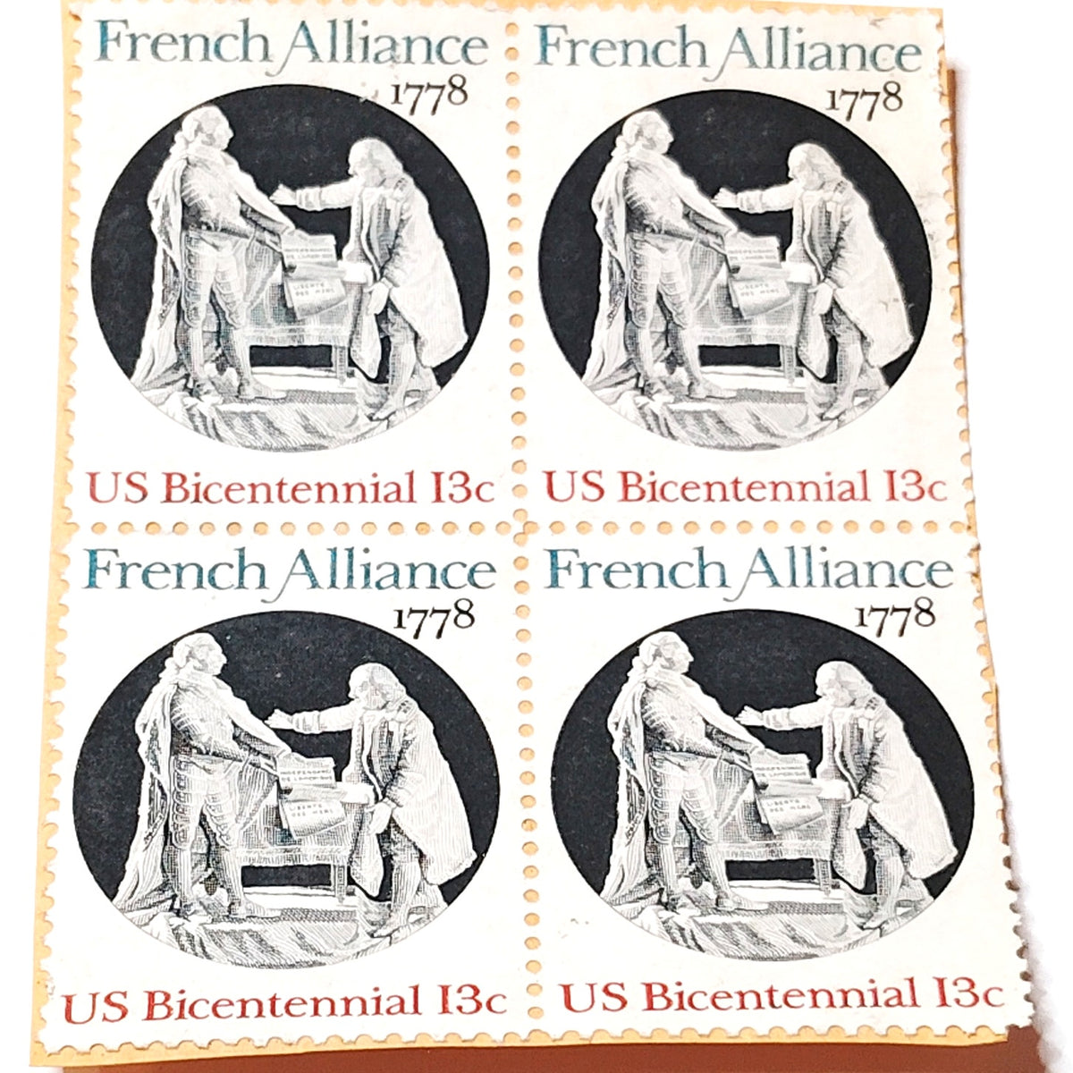 1978 US Bicentennial 13c French Alliance Block of 4 Stamps, Unused