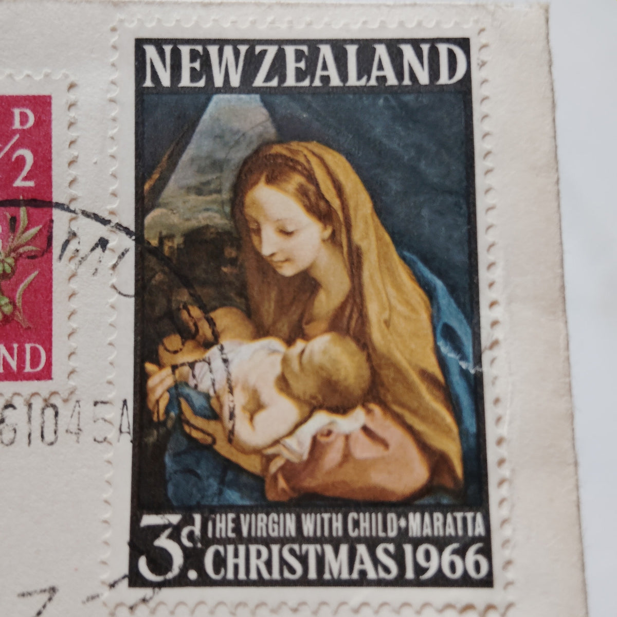 Vintage New Zealand 1966 Christmas Cover 3d Maratta & 1/2d Manuka Postmarked