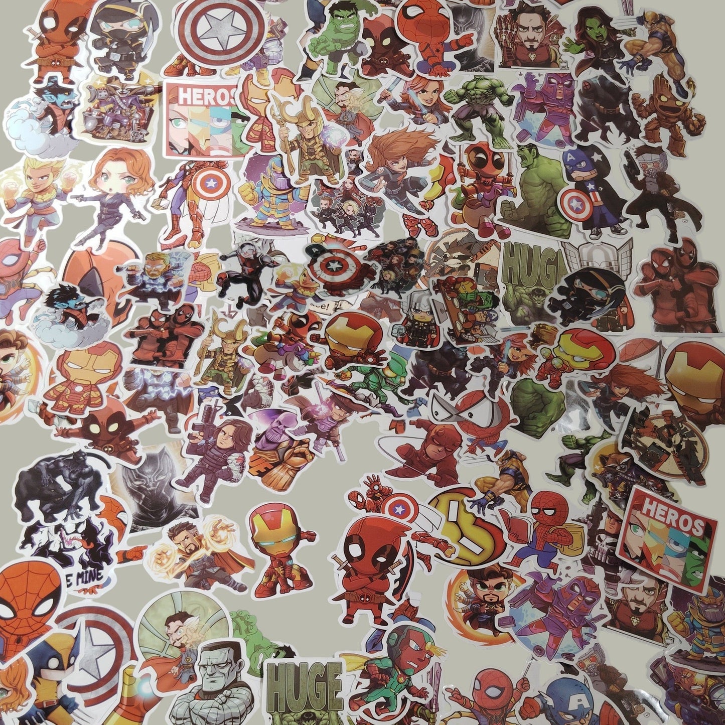 130‑Pc Marvel Chibi Vinyl Sticker Pack Waterproof Laptop Water Bottle Decals