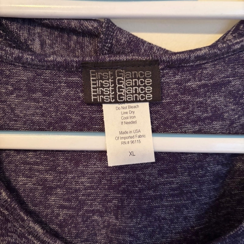 First Glance Purple Heathered Knit Tank Top & Cardigan Set XL Made in USA