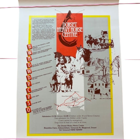 Vintage Dorset Heavy Horse Centre Promotional Poster - Multi-color, 17.5"x12.5"