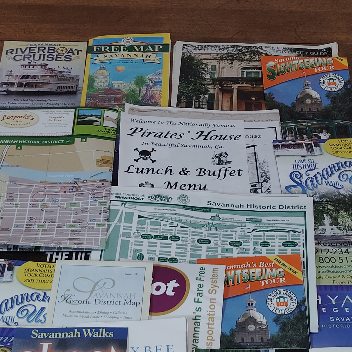 Savannah Tybee Island 2009 Travel Ephemera Lot - Maps, Brochures, Menus