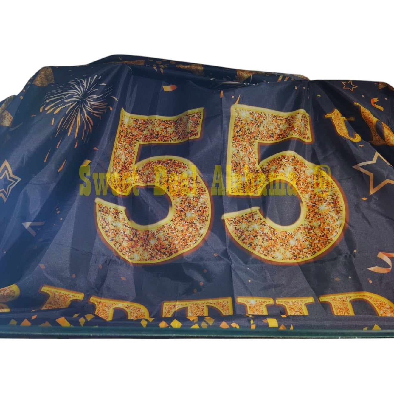 55th Birthday Flag / Banner 72.8"W x 43.3"H, Photo Background, Celebrations