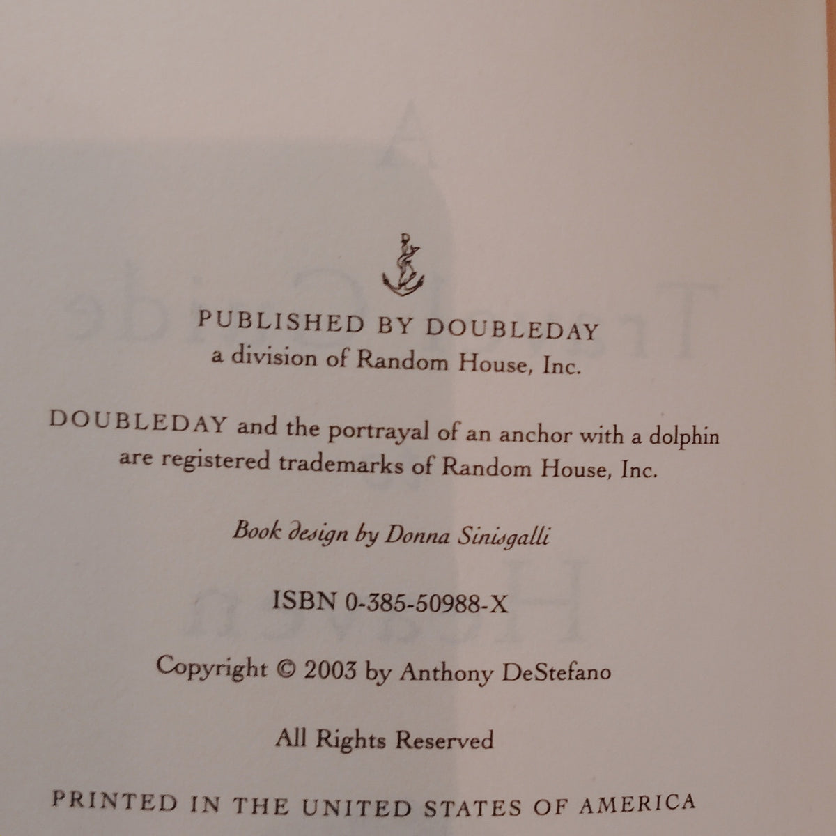 A Travel Guide to Heaven by Anthony DeStefano - 2003 Doubleday Hardcover Book