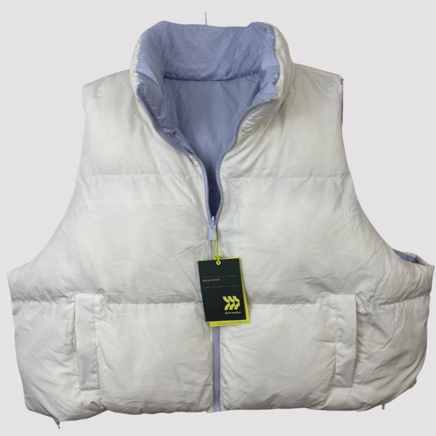 Women’s Reversible Snowsport Short Puffer Vest – All in Motion – Cream – 2X