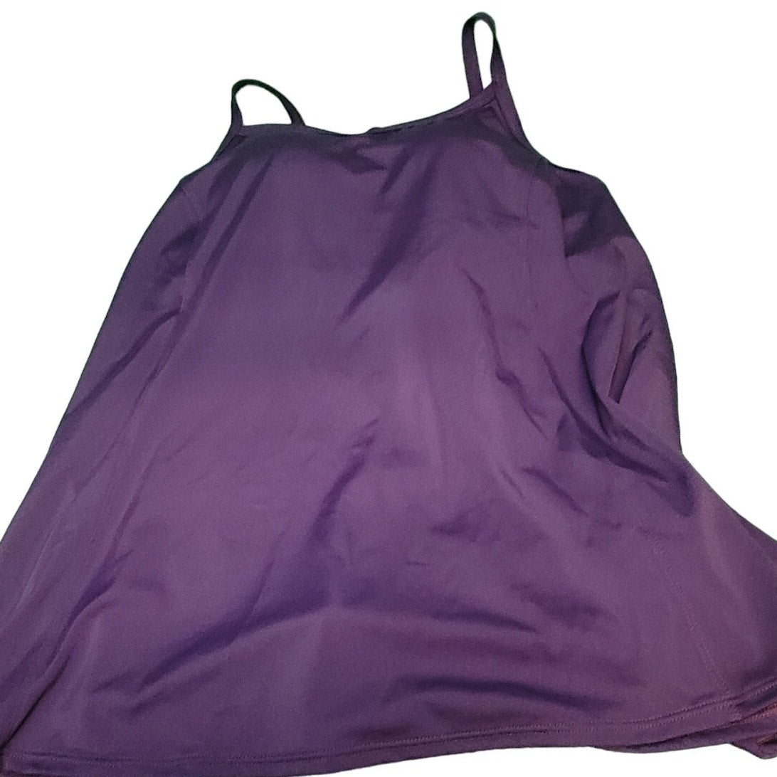 JINXUEER Flowy Crossback Tankini Top Modest Swimwear, Purple, Size 14, Top Only