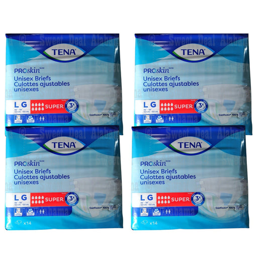 TENA Unisex Adult Briefs, Diaper Style, Max Fitted Protection Size L 56 Ct.
