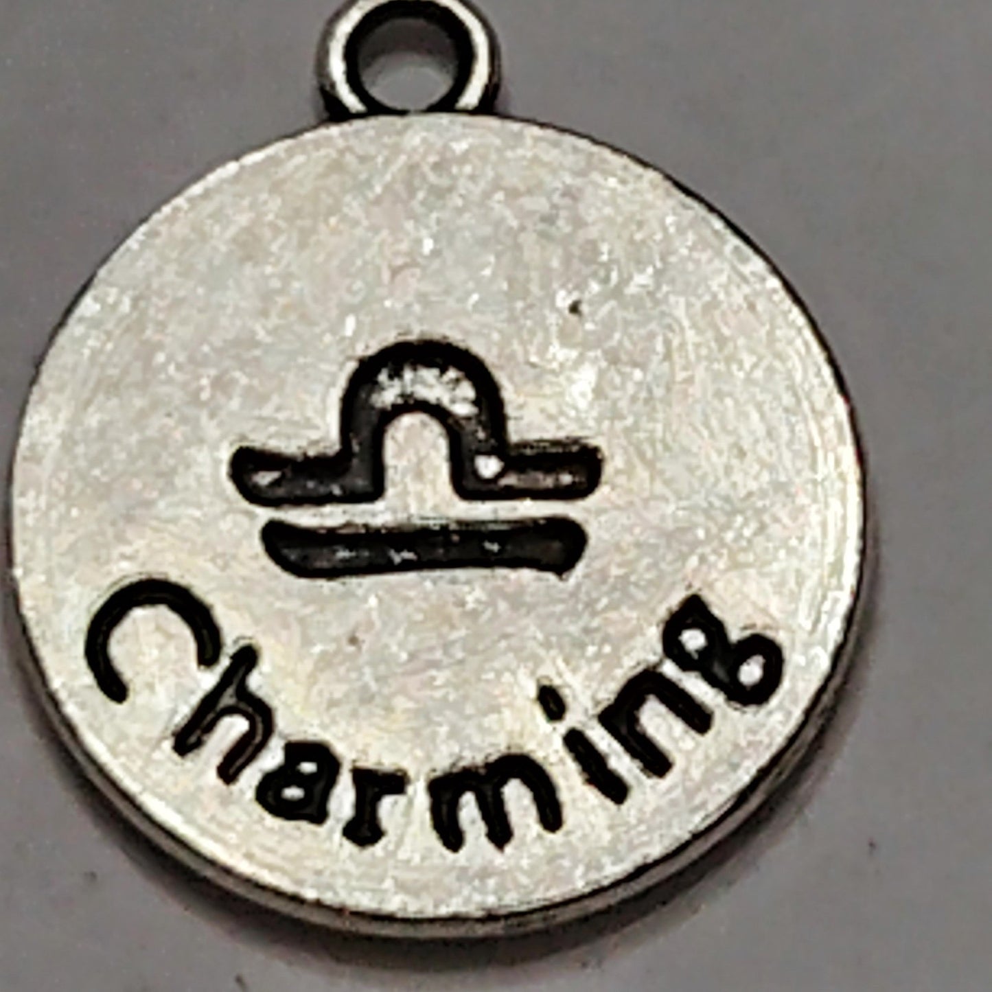 Libra Zodiac Charm Engraved Scale Symbol 5/8" Silver‑Tone Pendant