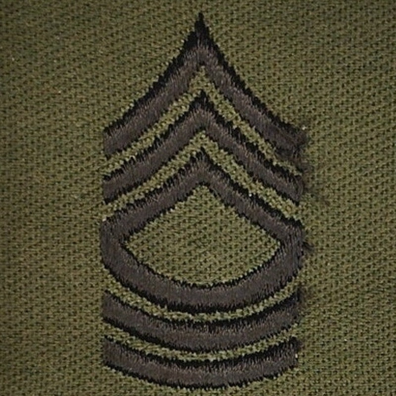 Vintage US Army Sergeant E‑5 Subdued OD Sleeve Chevrons Pair 5‑1/2" × 2" Sew‑On