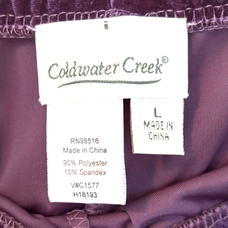 Coldwater Creek Purple Velvet & Ribbed Knit 2-Piece Sweater Pants Set Size L