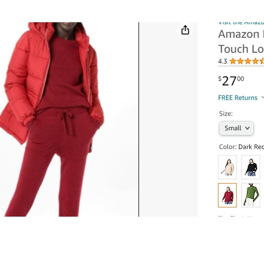 Women's Classic-Fit Soft Touch Long-Sleeve Crewneck Sweater, Small, Dark Red