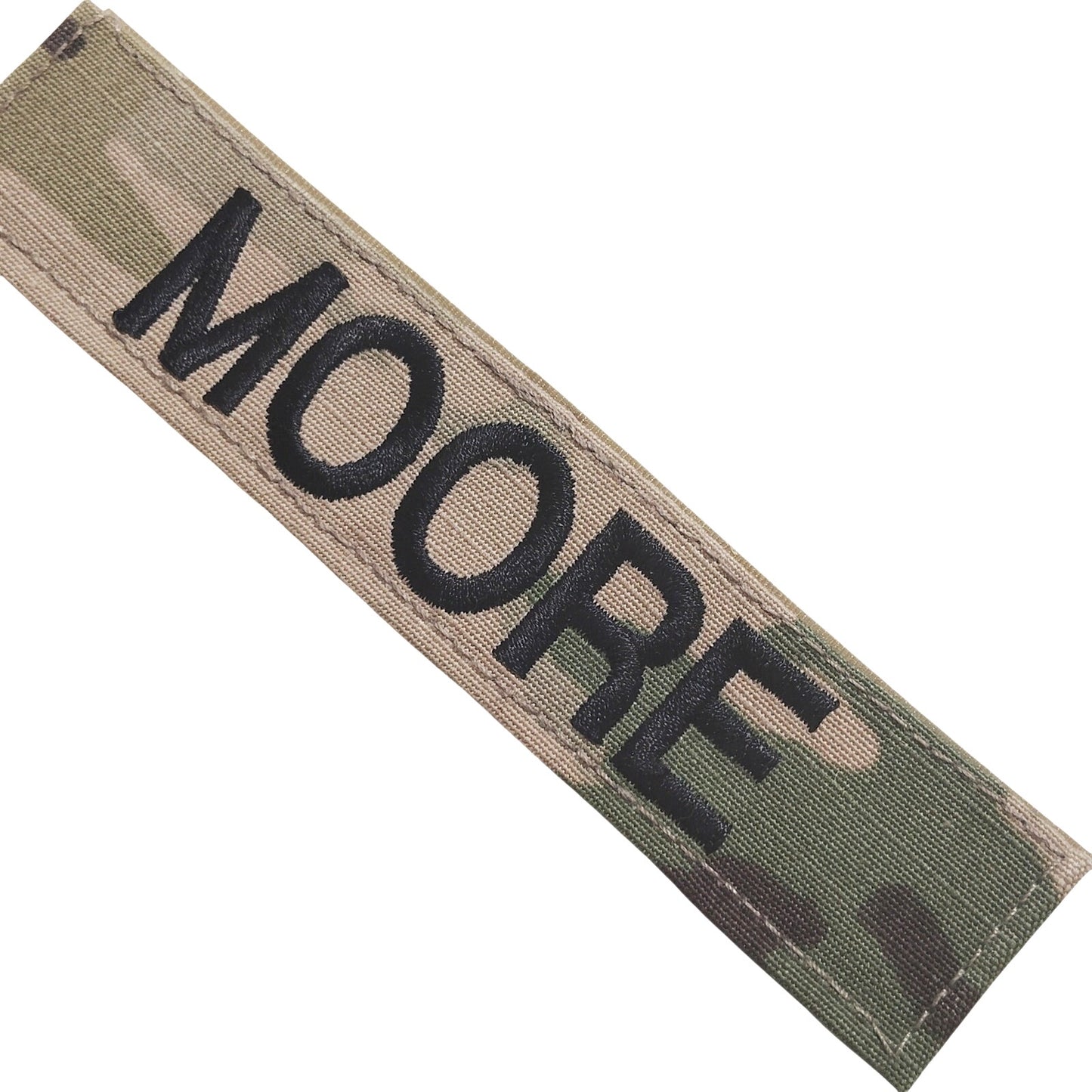 Name Tape “MOORE” – OCP Scorpion W2 – Hook Back – 5" × 1" – Novelty Patch