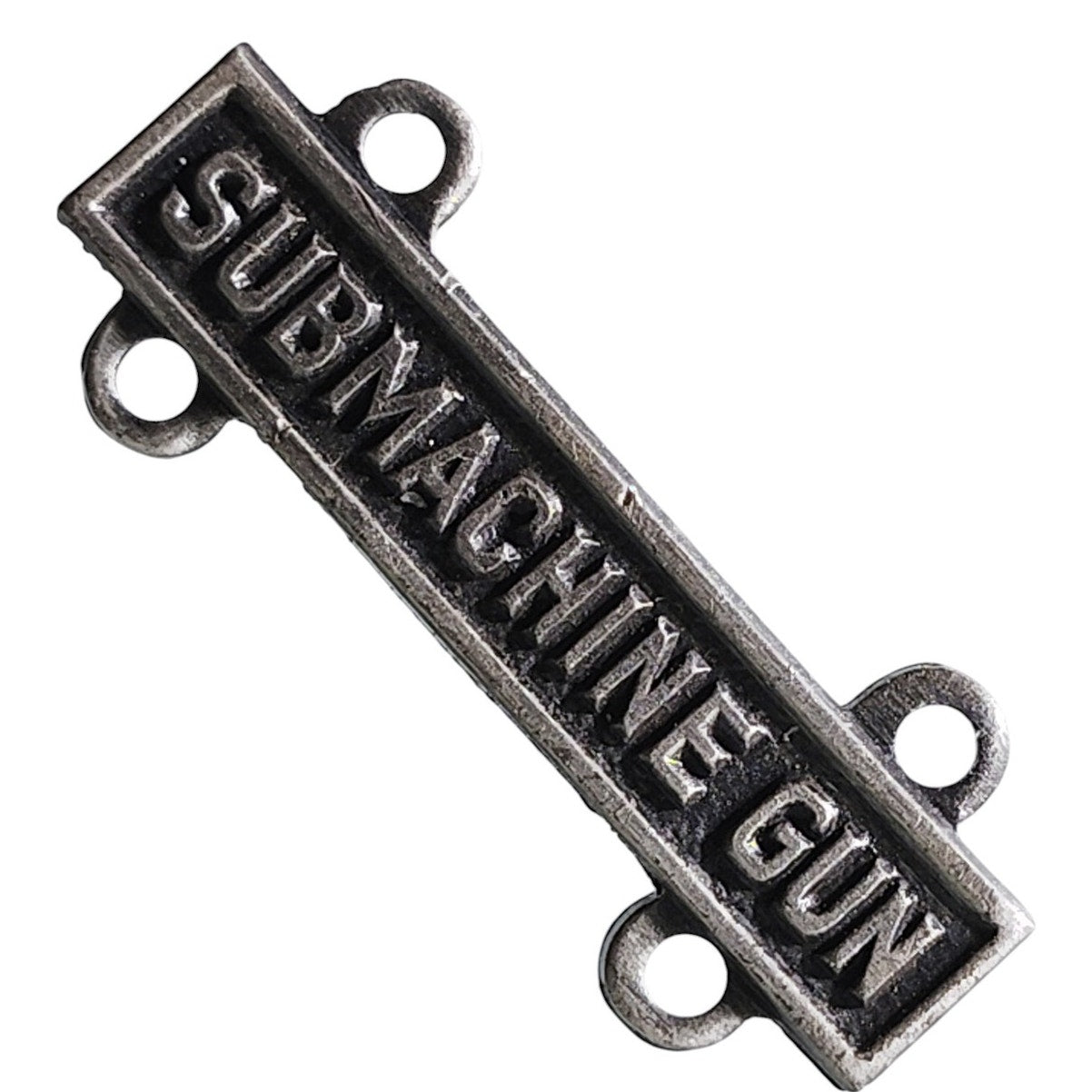 Military Qualification Bar, Submachine Gun, 1/2"H x 1"W, Silver Text, Black BG