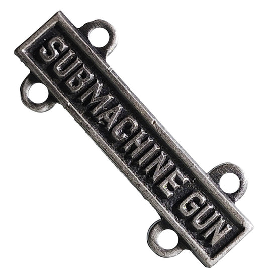 Military Qualification Bar, Submachine Gun, 1/2"H x 1"W, Silver Text, Black BG