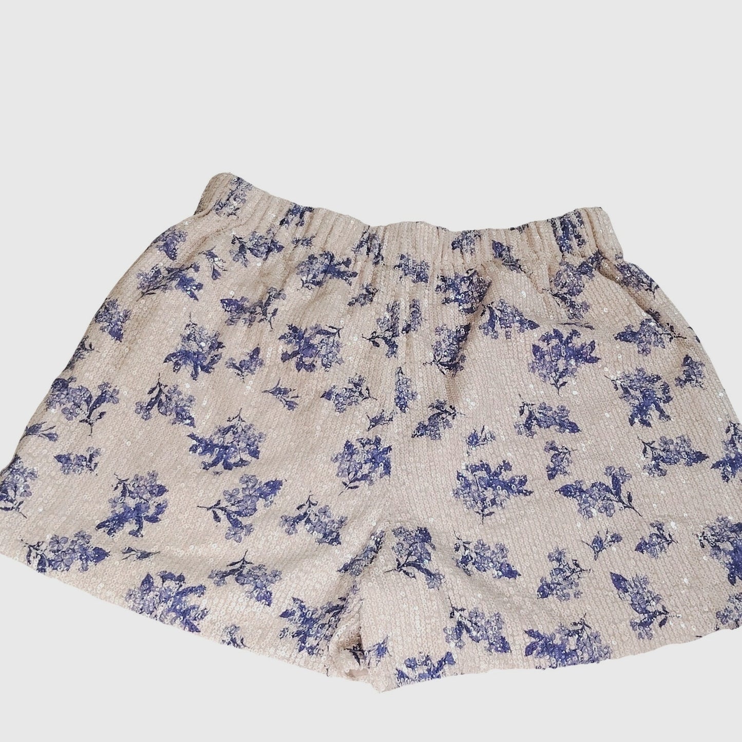 River Island Women’s Blue Floral Sequin Shorts, U.S. Size 6
