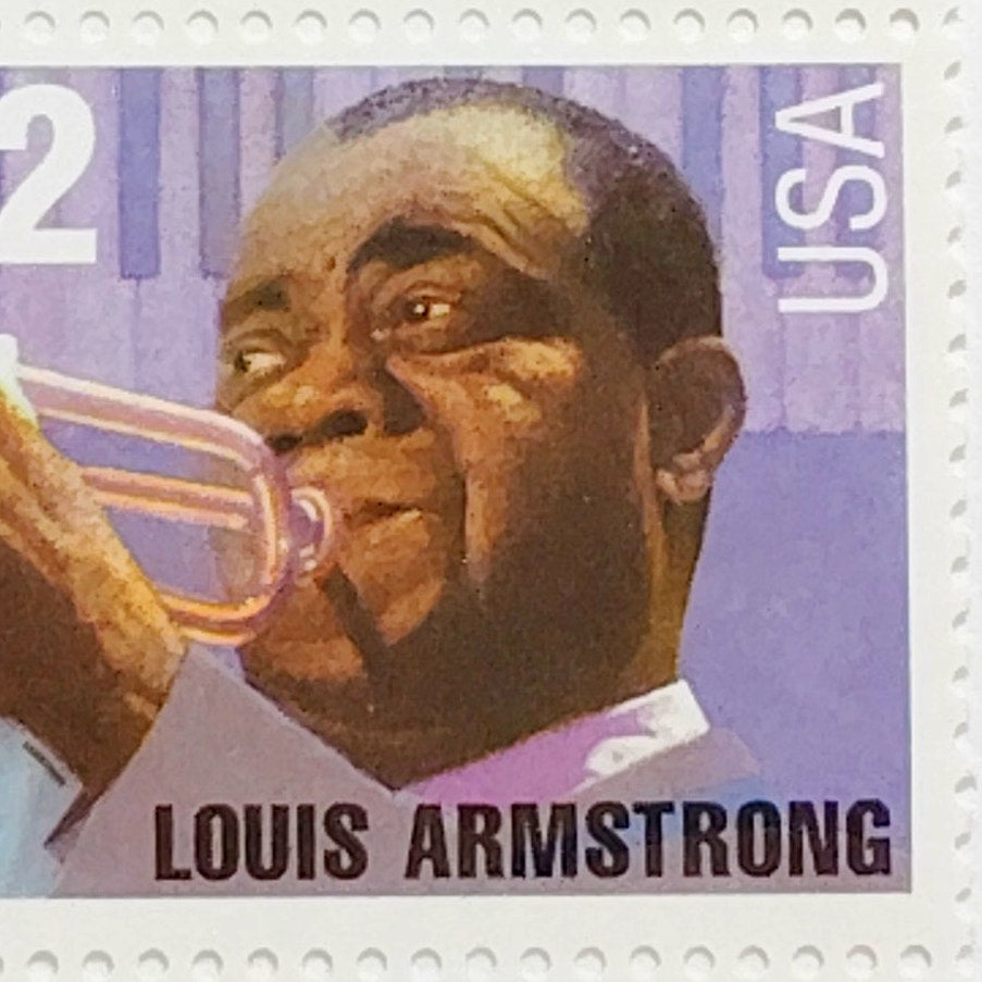 Vertical Strip of 3 – 1995 USA 32¢ Louis Armstrong MNH Scott 2985 – Jazz Legend