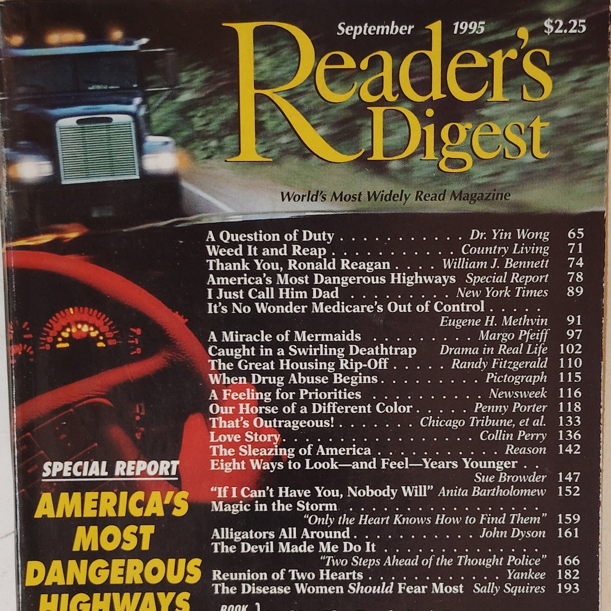 Reader's Digest Magazine September 1995 - America's Most Dangerous Highways