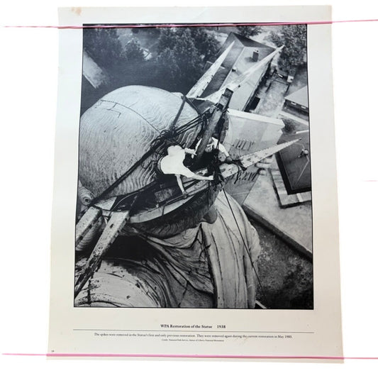 1938 WPA Statue of Liberty Restoration Historical Photo Poster - 20"x16" Blk/Wht