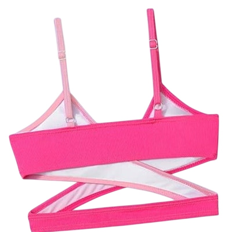 Aulyffo Girls Swimsuit Top – Pink Crisscross Style – Size 11–12Y – NWOT