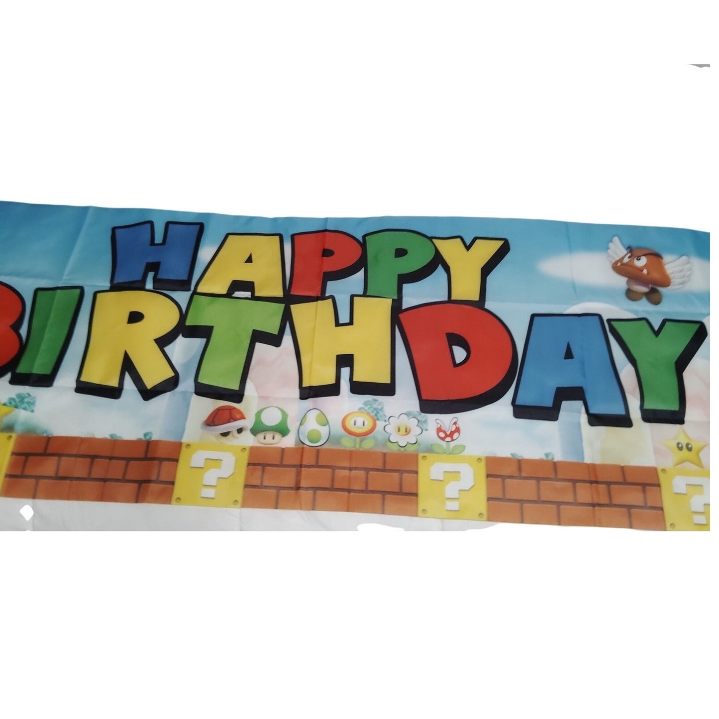 Super Mario Bros Birthday Banner 120" x 19" Includes 25 Mario Character Balloons