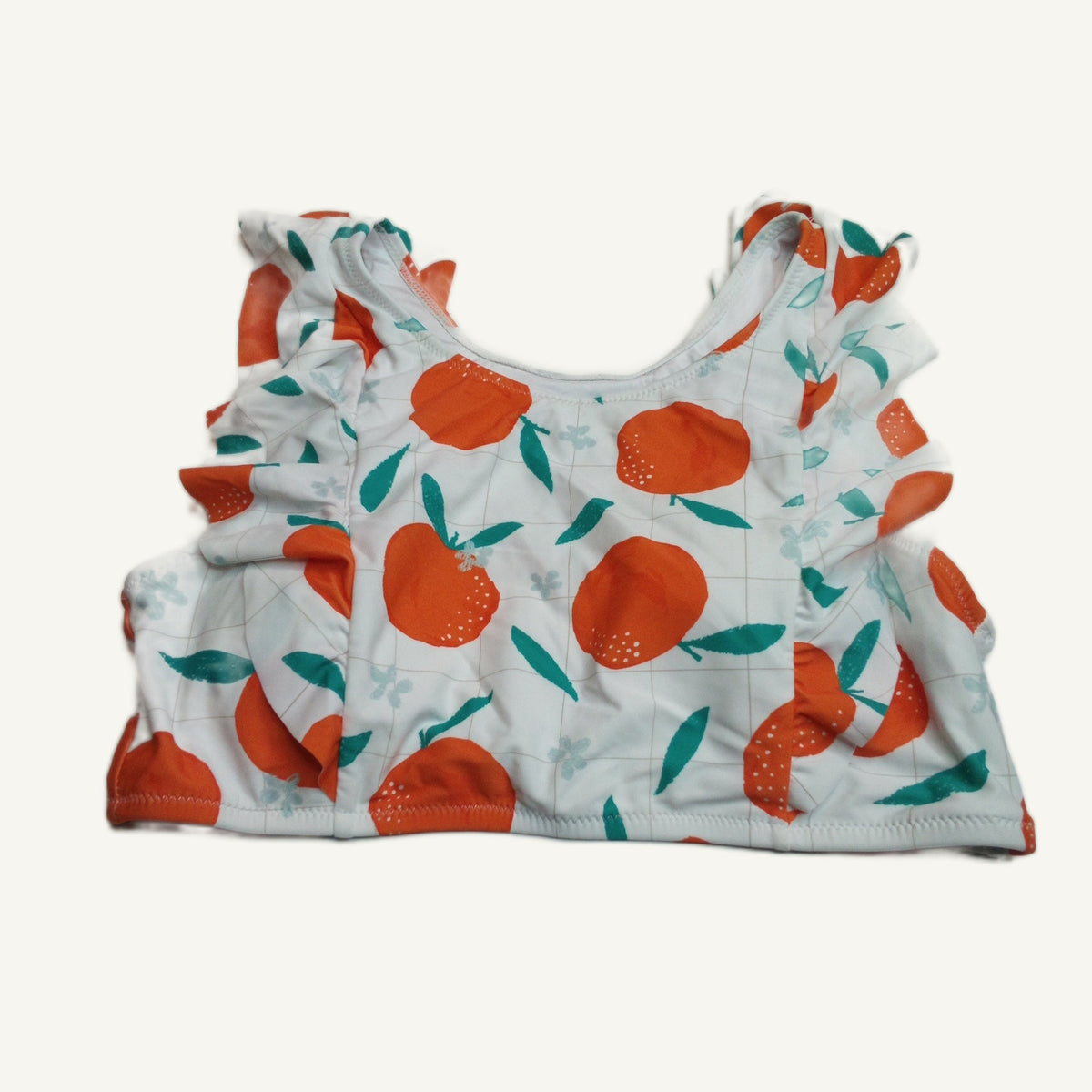 Unbranded Orange & White Ruffle Bikini Swimsuit Top - Women's Size Large NWT