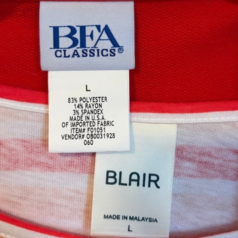 BFA Classics Blair Women's Red 2-Piece Coat & Striped Top Set Size L