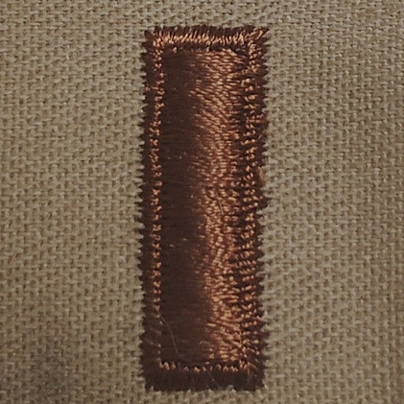 US Army 2LT O‑1 Sew‑On Rank Bar Strip – Gold on Khaki – 2" × 5"