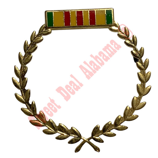 Vietnam War Ribbon Wreath - Hat, Lapel or Tie Pin 1-3/4"H x 1-5/8"W