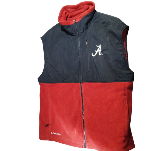 Vintage Columbia Sportswear University of Alabama Fleece Vest XL – Crimson & Black, Iconic “A” Logo