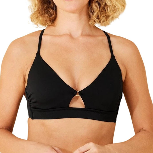 Women’s Longline Ring Detail Underwire Bikini Top – Shade & Shore Black 36D
