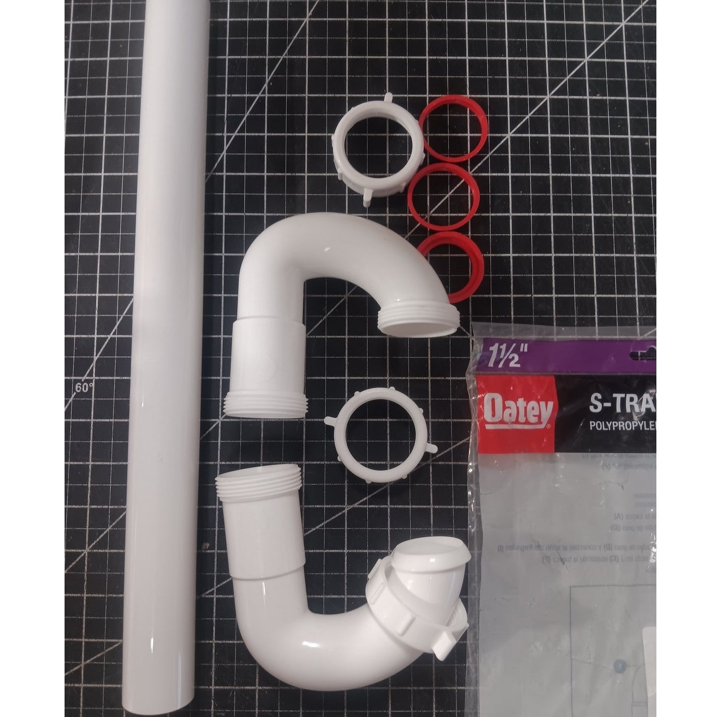 1-1/2" White Plastic Sink Drain S-Trap, Slip-Joint, PVC, Kitchen/Bath Plumbing