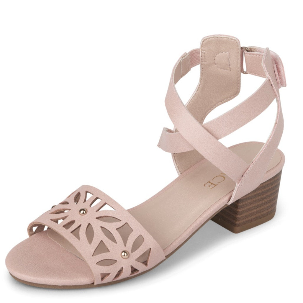 Children’s Place Girls’ Pink Gladiator Heel Sandals – Perforated, Size Youth 3