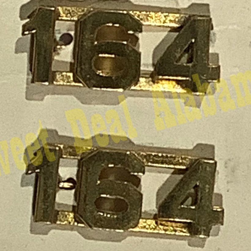 Early/Mid 1900s Brass C-Clasp "164" Collar Device 3/8"H Hat / Lapel Pins Set