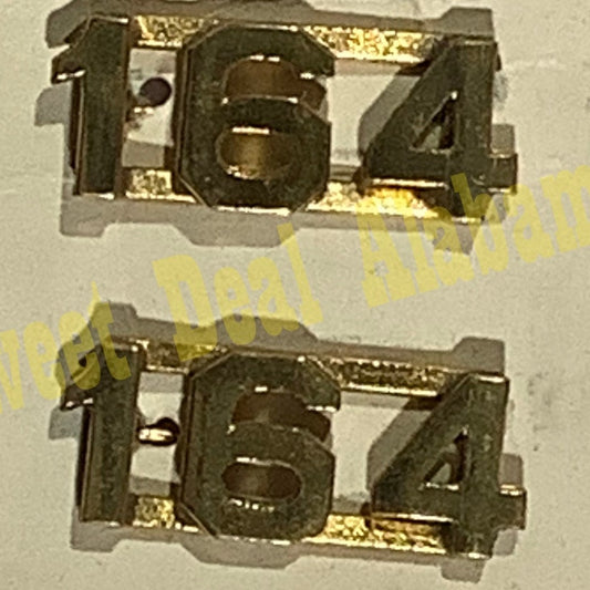 Early/Mid 1900s Brass C-Clasp "164" Collar Device 3/8"H Hat / Lapel Pins Set