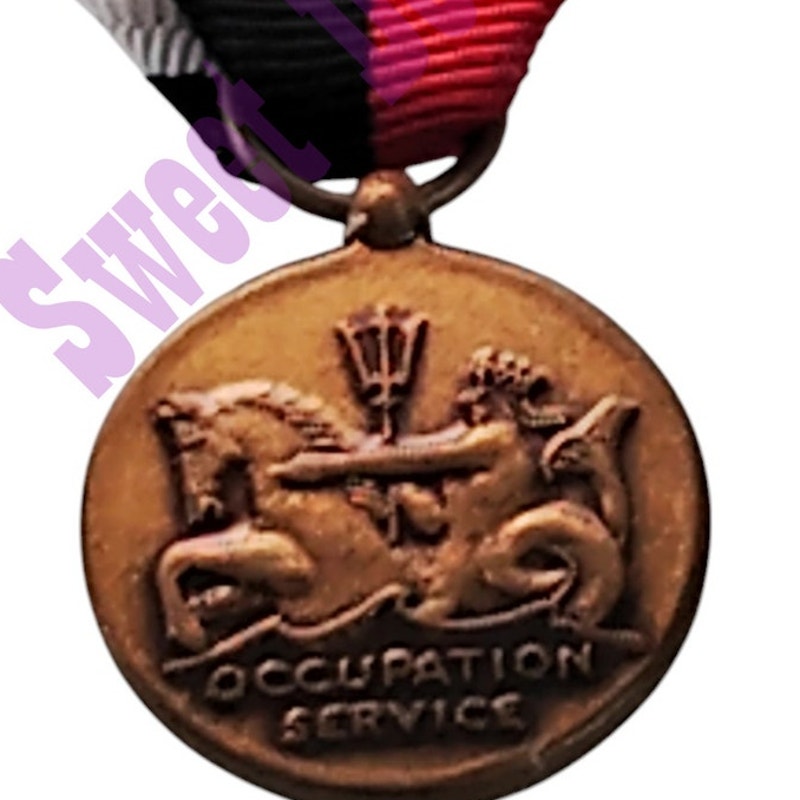 Navy Occupation Service Mini Medal (3/4"D) Ribbon (3/4"W) Overall 2-1/4"H