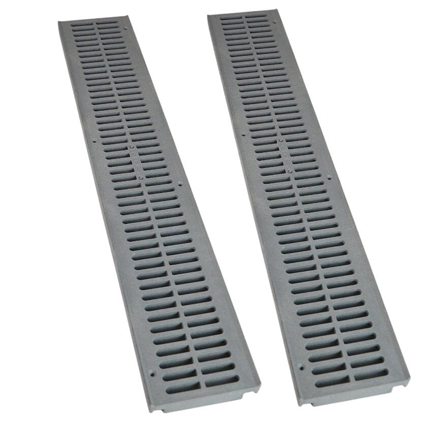 NDS Outdoor 400 Spee-D Channel Drain 4ft Grey with 2 Double Bar 24" Gray Grates