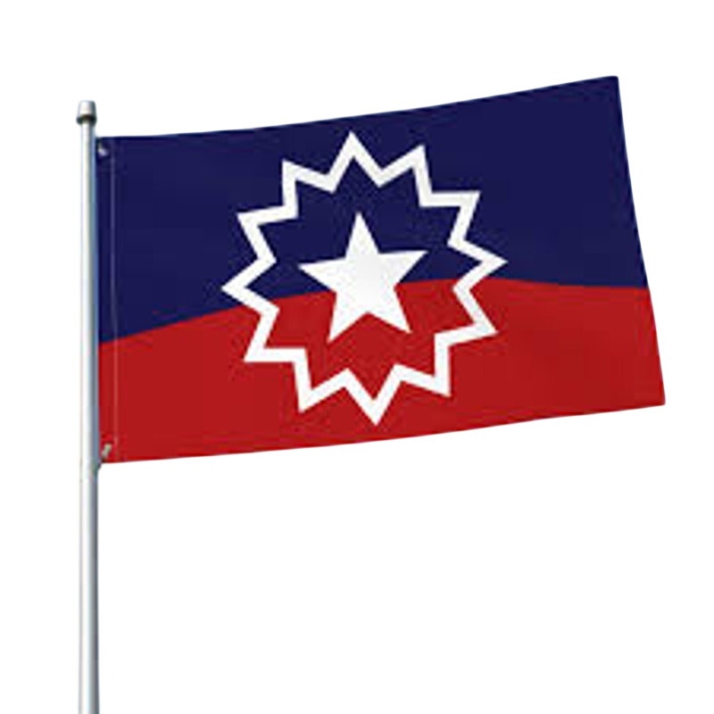 Juneteenth Table Flag 8.5" × 5.5" w/ Stand Red White Blue Star Burst Design