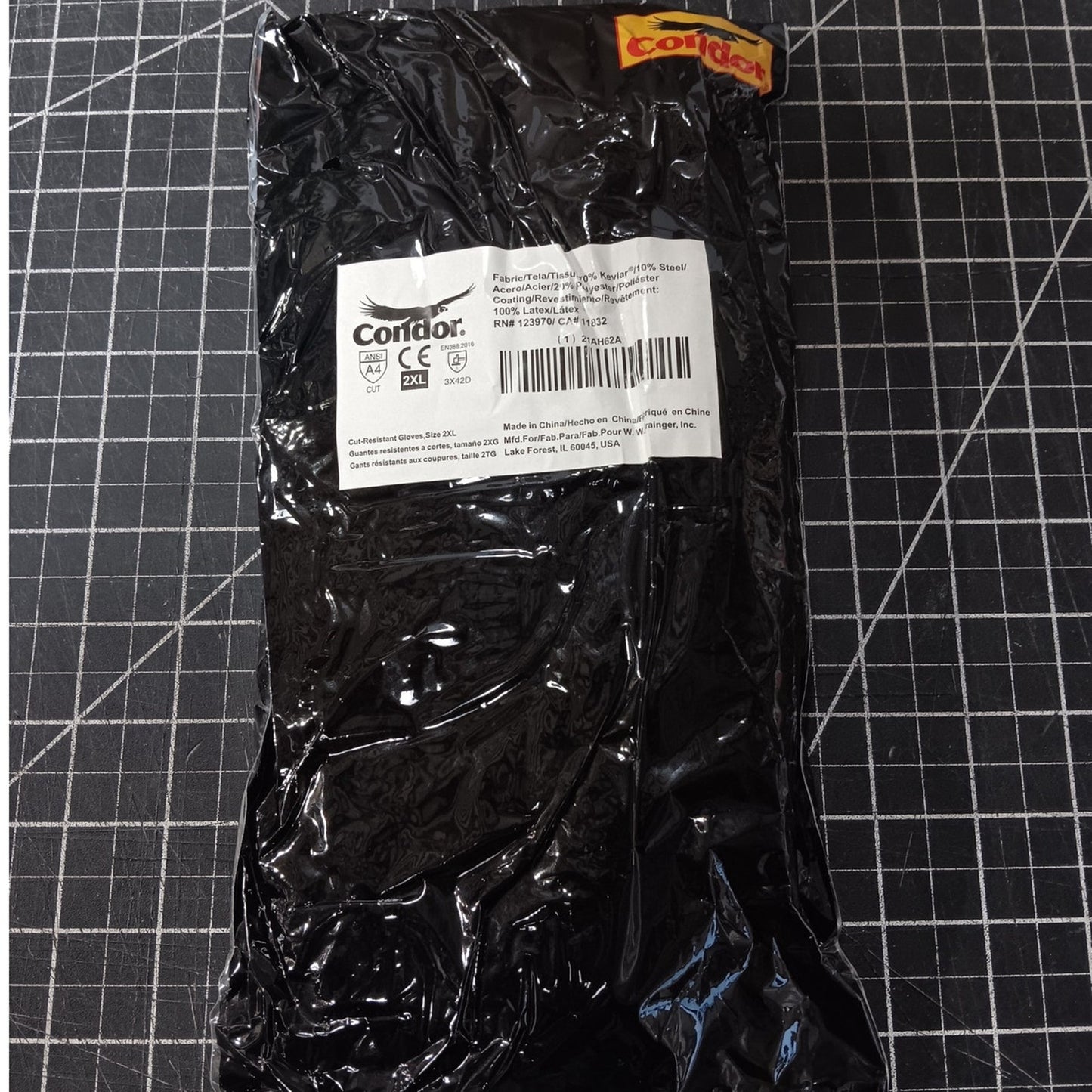 Bulk Lot 12-Pk 2XL Condor Cut‑Resistant (A4) Kevlar Coated Gloves, Yellow 21AH62