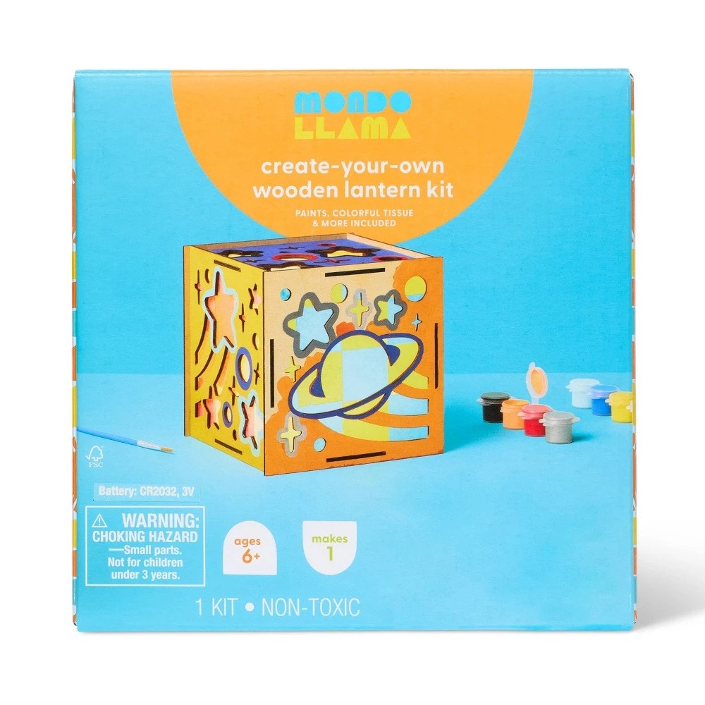 Space Lantern Craft Kit – Mondo Llama – Decoupage & Painting DIY Set with LED Tealight