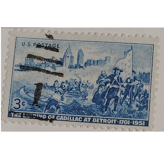 1951 3¢ Cadillac Landing at Detroit Stamp – Scott 1000 – 250th Anniversary