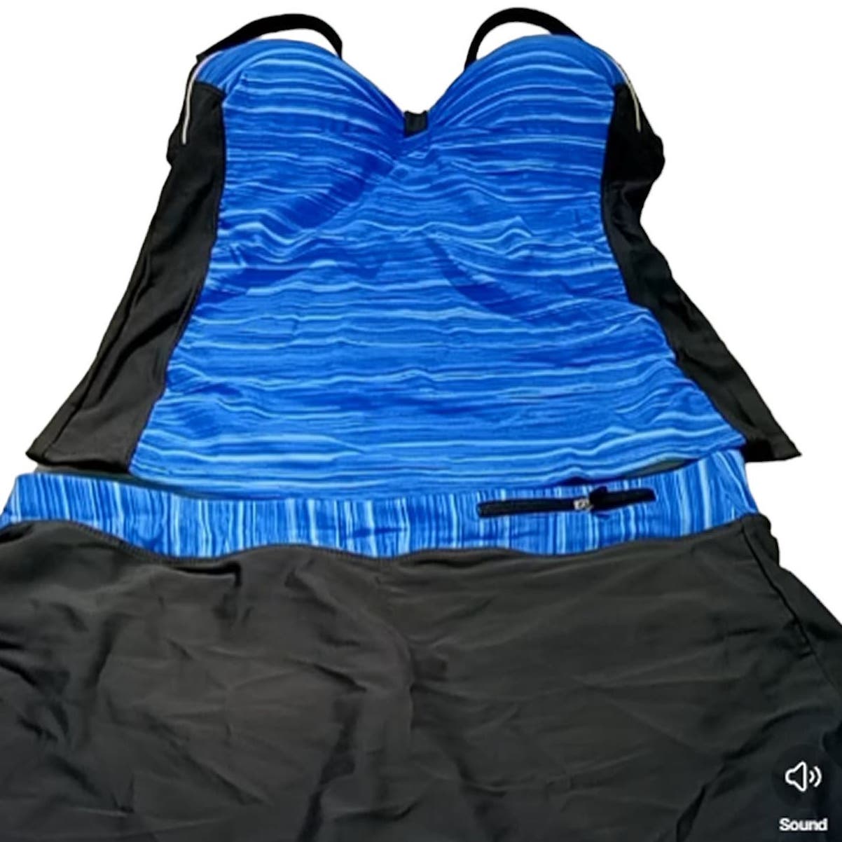 SAILBEE Rosy Grey Ruched Tankini and Skirted Swimsuit Rash Guard Set, M, Blue