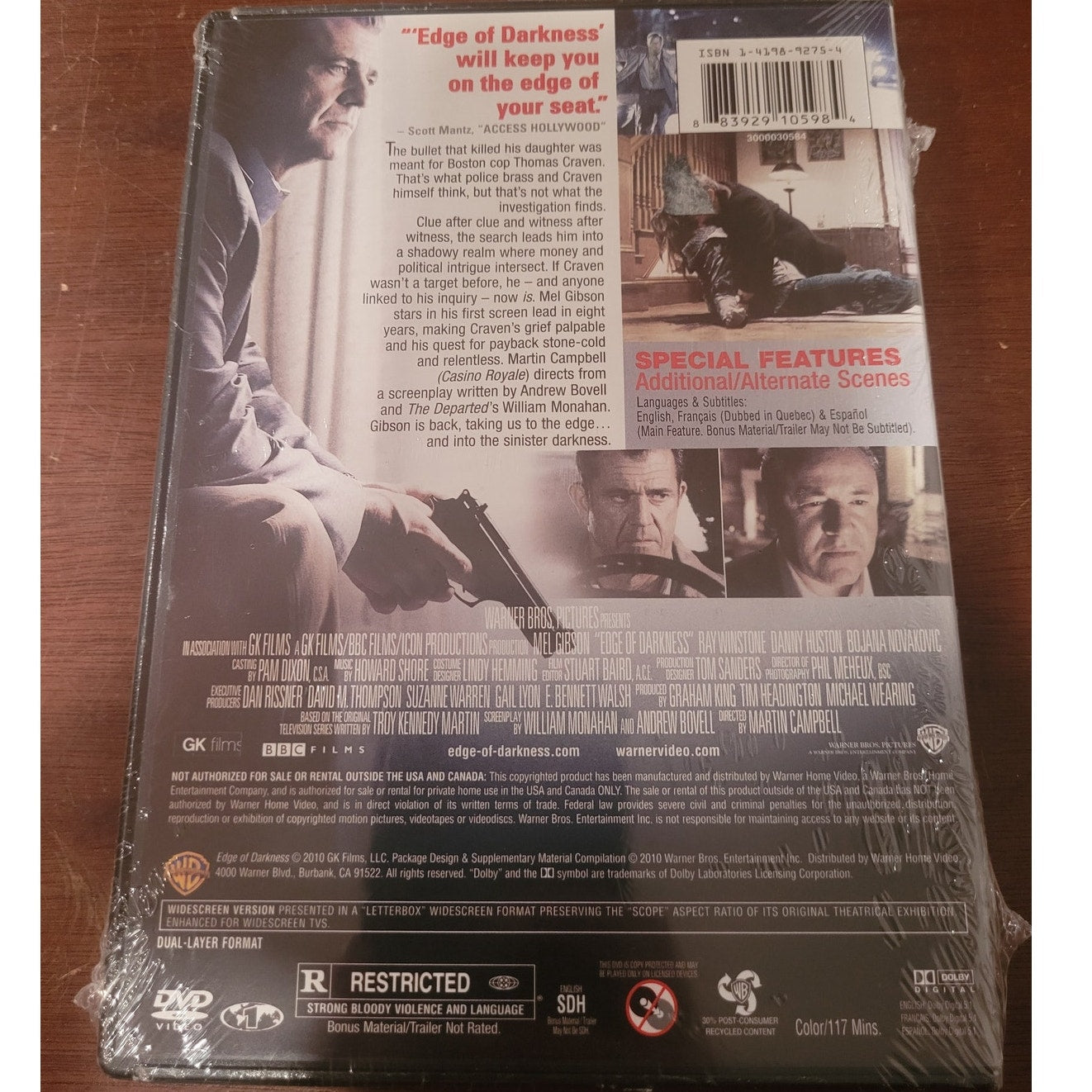 Edge of Darkness DVD 2010 Action Thriller Mystery Mel Gibson Conspiracy Drama