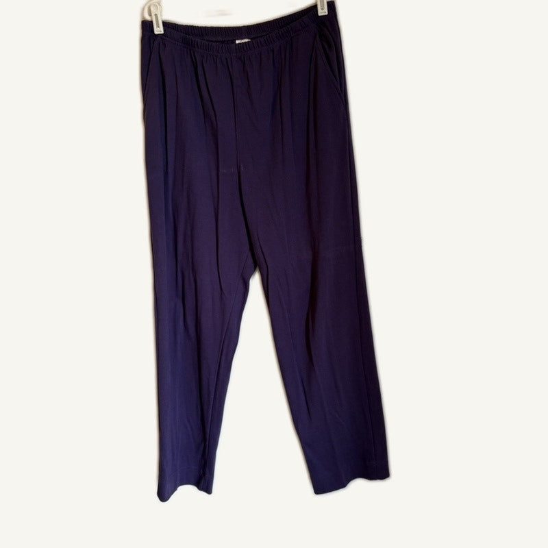 The Vermont Country Store Women's Purple Sweat Set XL Henley Top & Pants