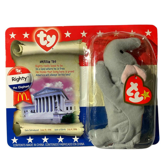 Righty the Elephant, McDonald's Vintage 2000 Kid Premium U.S.A. TY Beanie Babies
