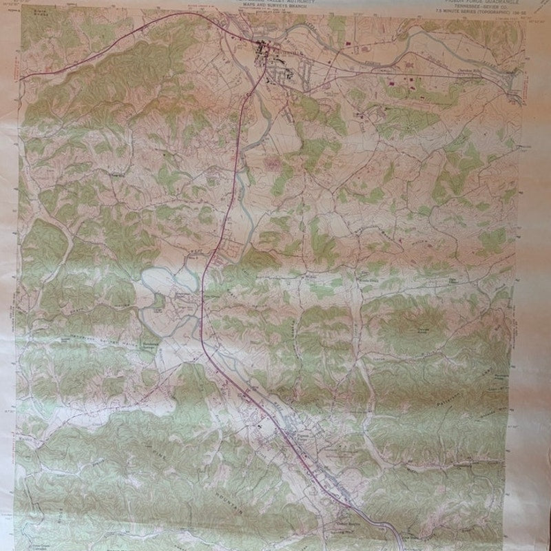 Vintage 1956/1970 Pigeon Forge, TN Topographic Map (TVA) USGS 27"x22"