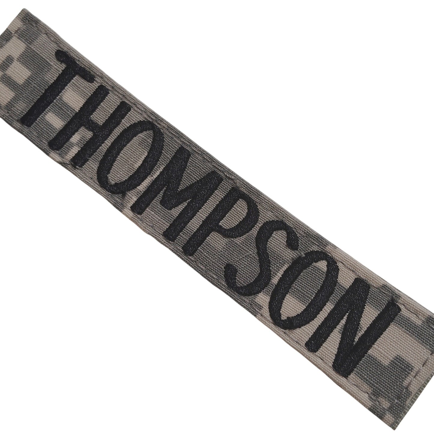 Name Tape “THOMPSON” – ACU Digital – Hook Back – 5" × 1" – Novelty Patch