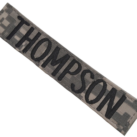 Name Tape “THOMPSON” – ACU Digital – Hook Back – 5" × 1" – Novelty Patch