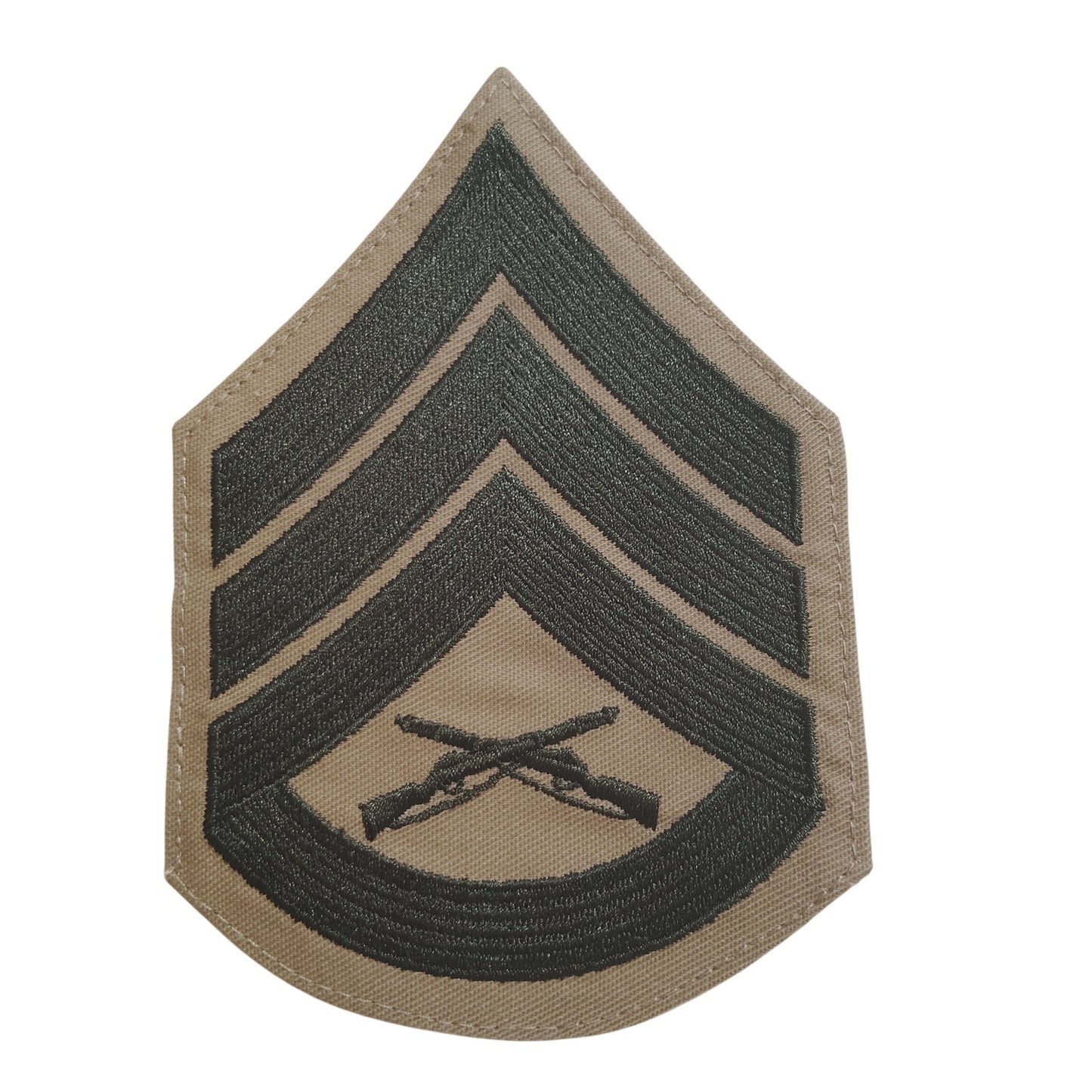 Men's USMC Staff Sergeant (E‑6) Patches – Green on Khaki – Pair – 4.63" × 5.13"